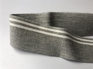 Blød elastik - flot grå med striber, 40 mm
